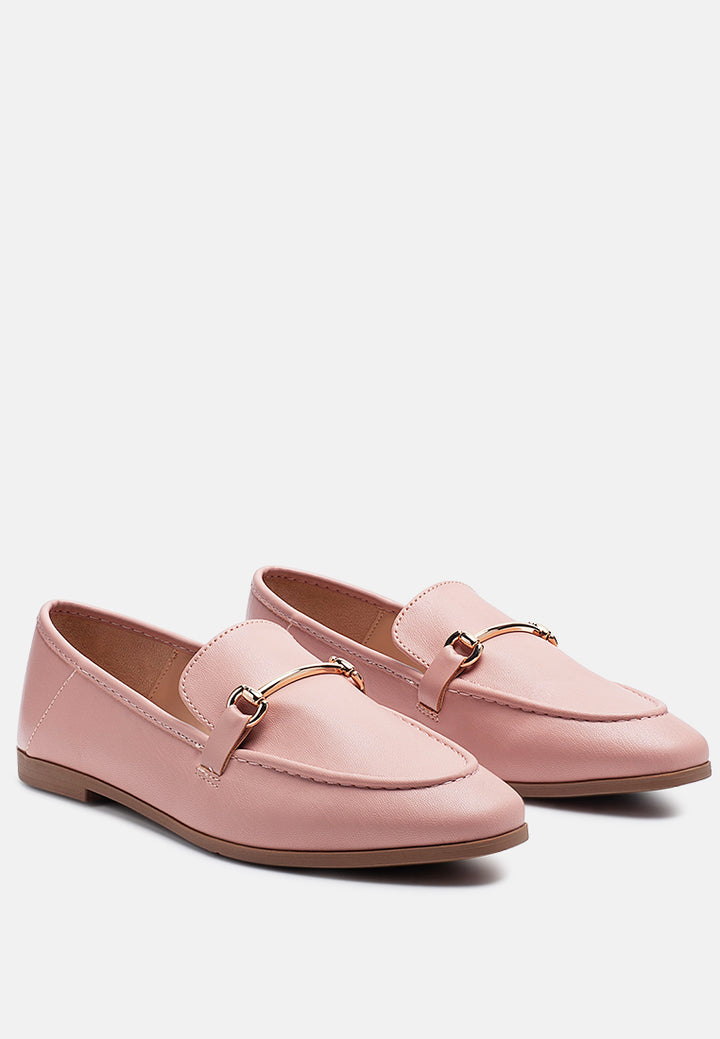 raire foldable faux leather loafer flats#color_pink