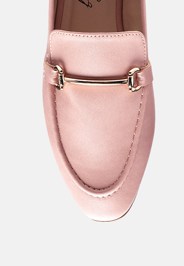 raire foldable faux leather loafer flats#color_pink