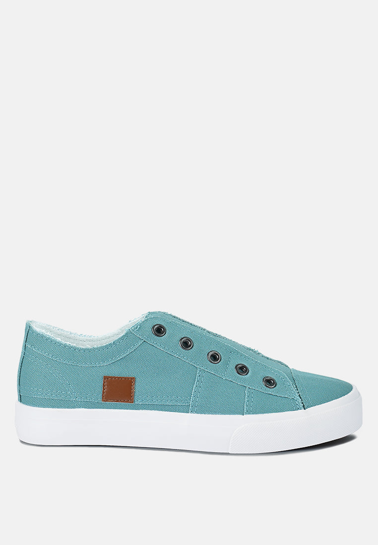 Raw Trim Solid Canvas Sneakers#color_light-blue