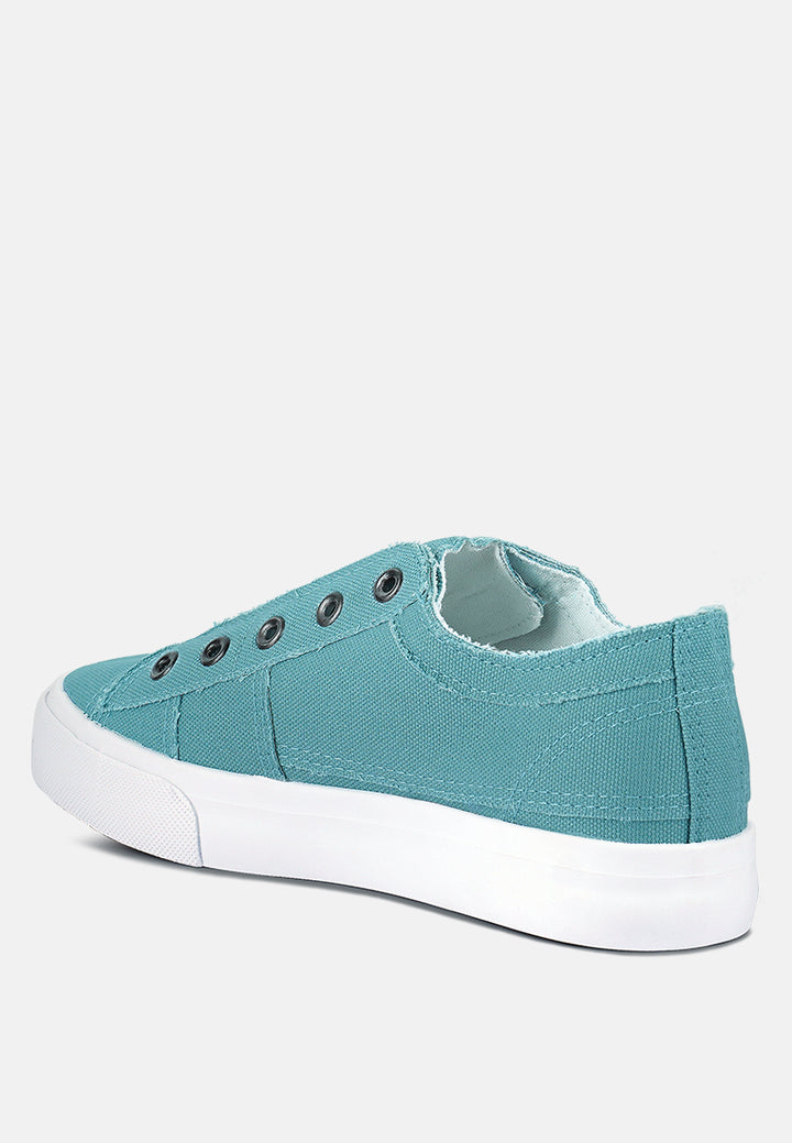 Raw Trim Solid Canvas Sneakers#color_light-blue