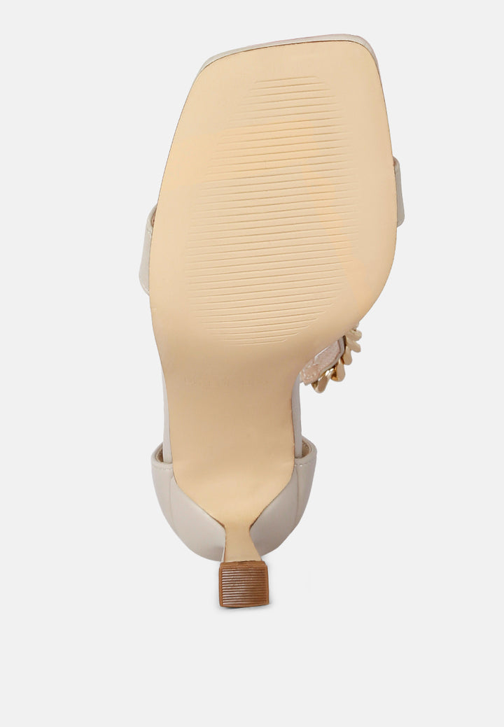 real gem t strap chain detail sandals by ruw#color_taupe