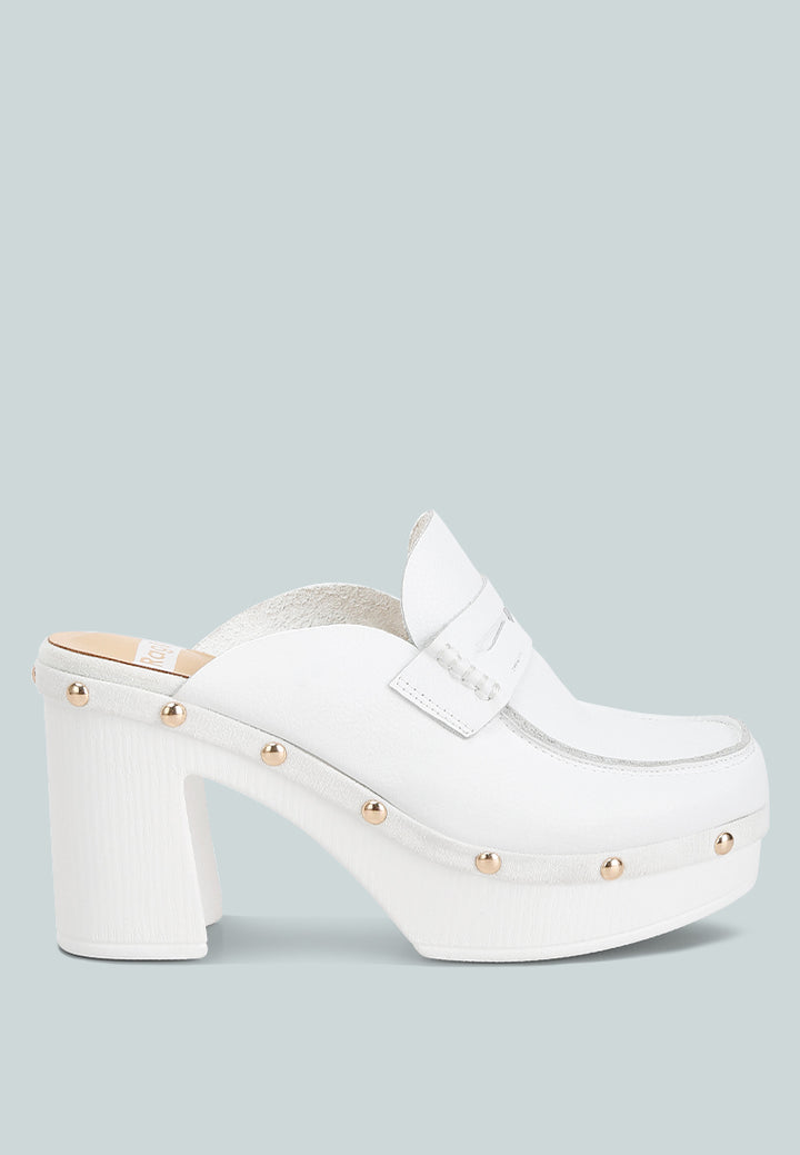 recycled leather platform clogs by ruw#color_white