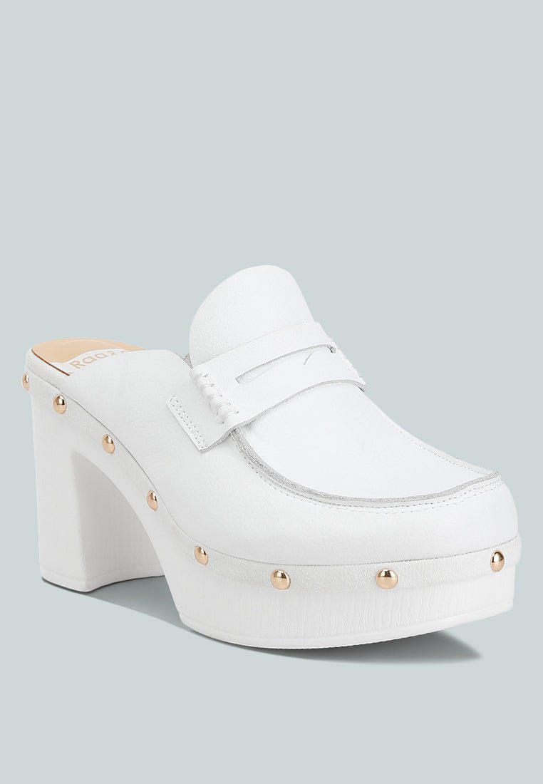 recycled leather platform clogs by ruw#color_white