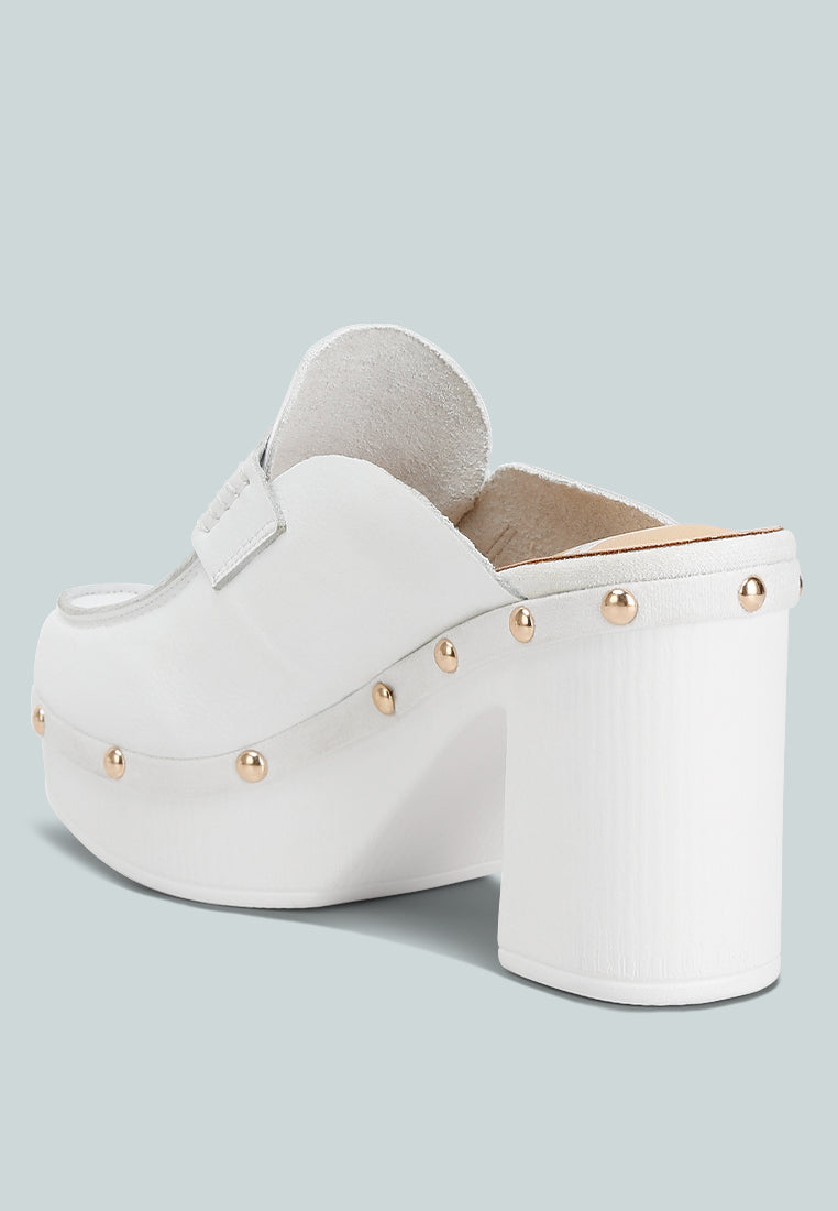 recycled leather platform clogs by ruw#color_white