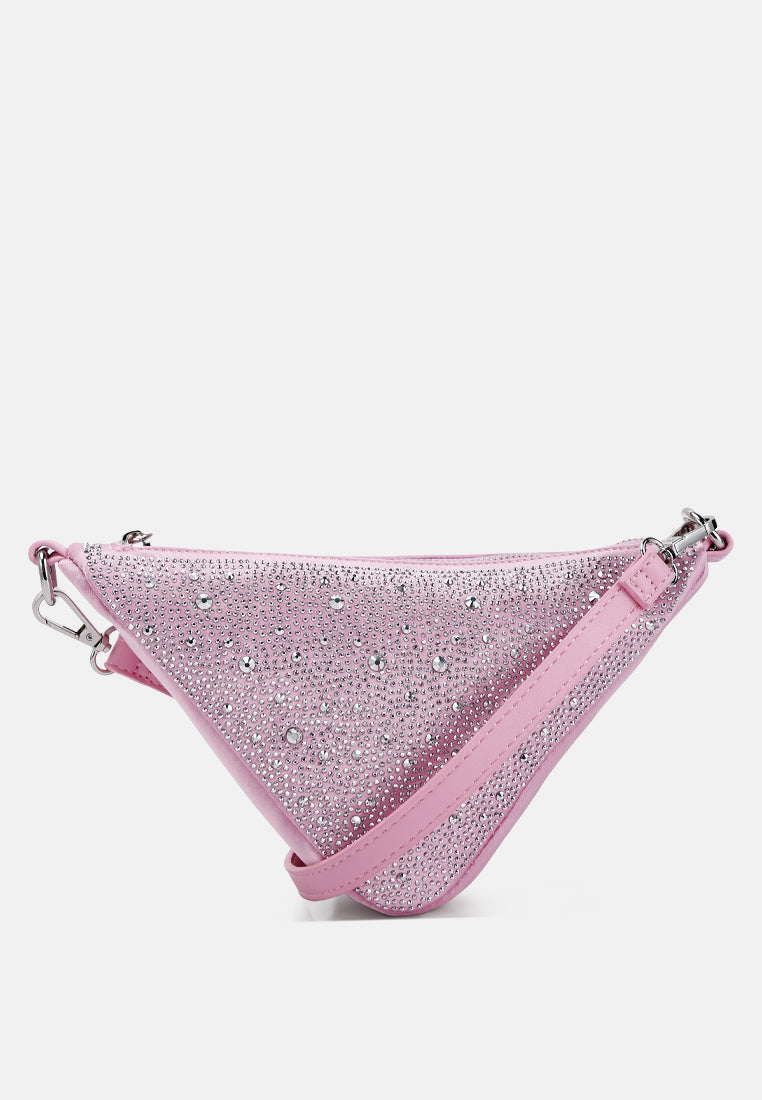 rhinestone embellished triangle bag by ruw#color_light-pink