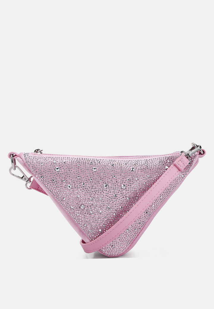 rhinestone embellished triangle bag by ruw#color_light-pink