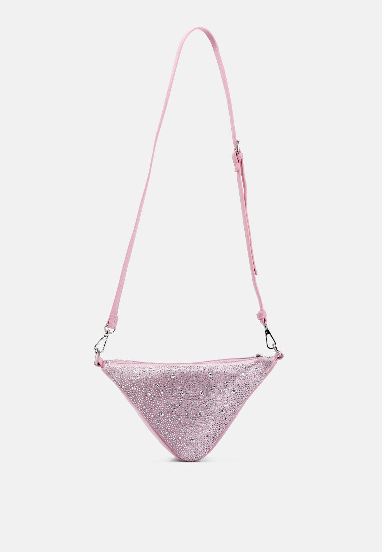 rhinestone embellished triangle bag by ruw#color_light-pink