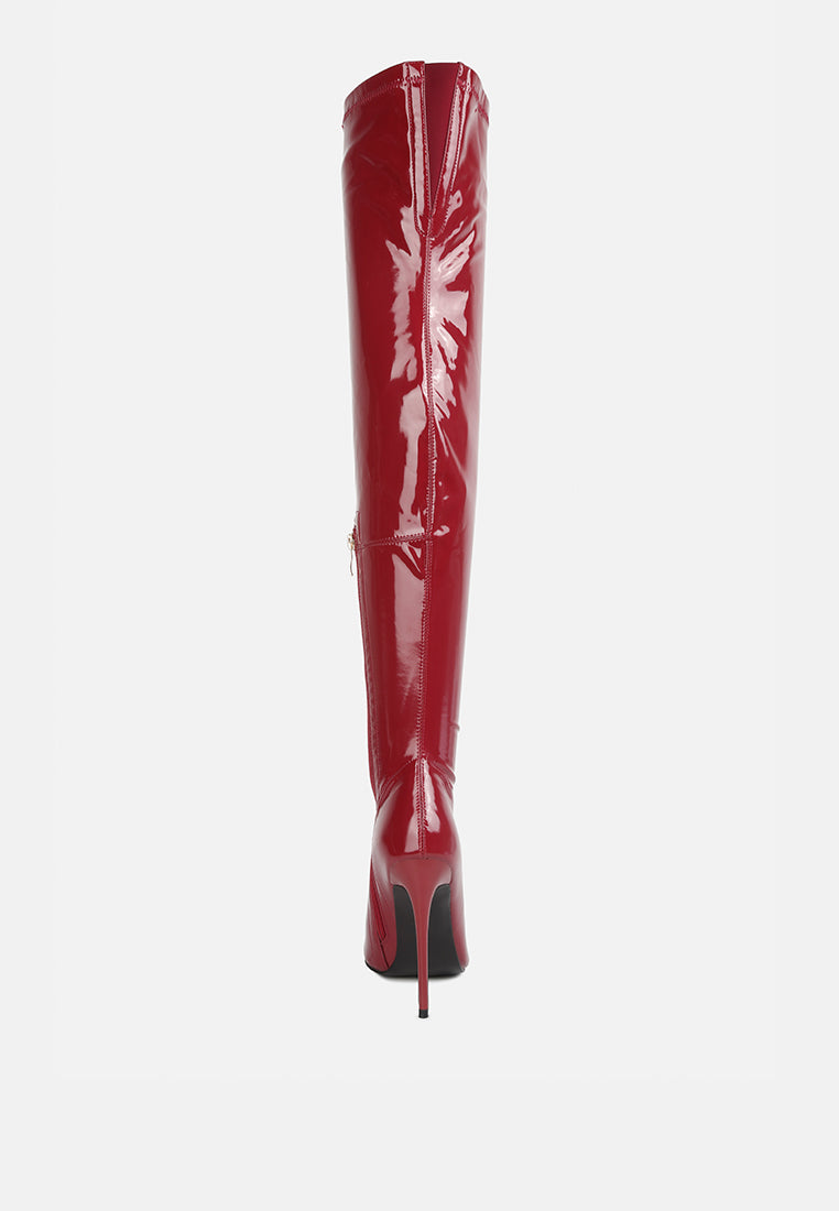 riggle long patent pu high heel boots by ruw#color_burgundy