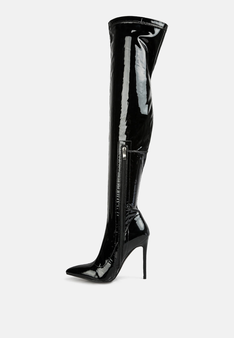 riggle long patent pu high heel boots by ruw#color_black