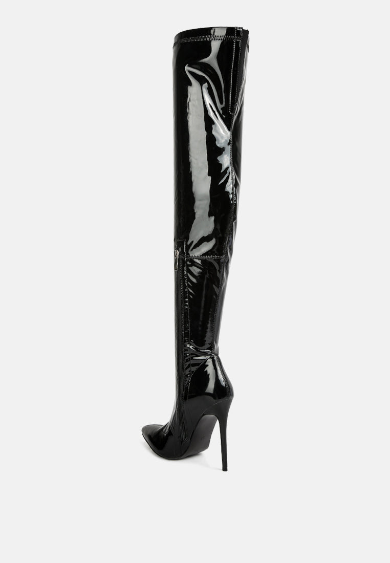 riggle long patent pu high heel boots by ruw#color_black
