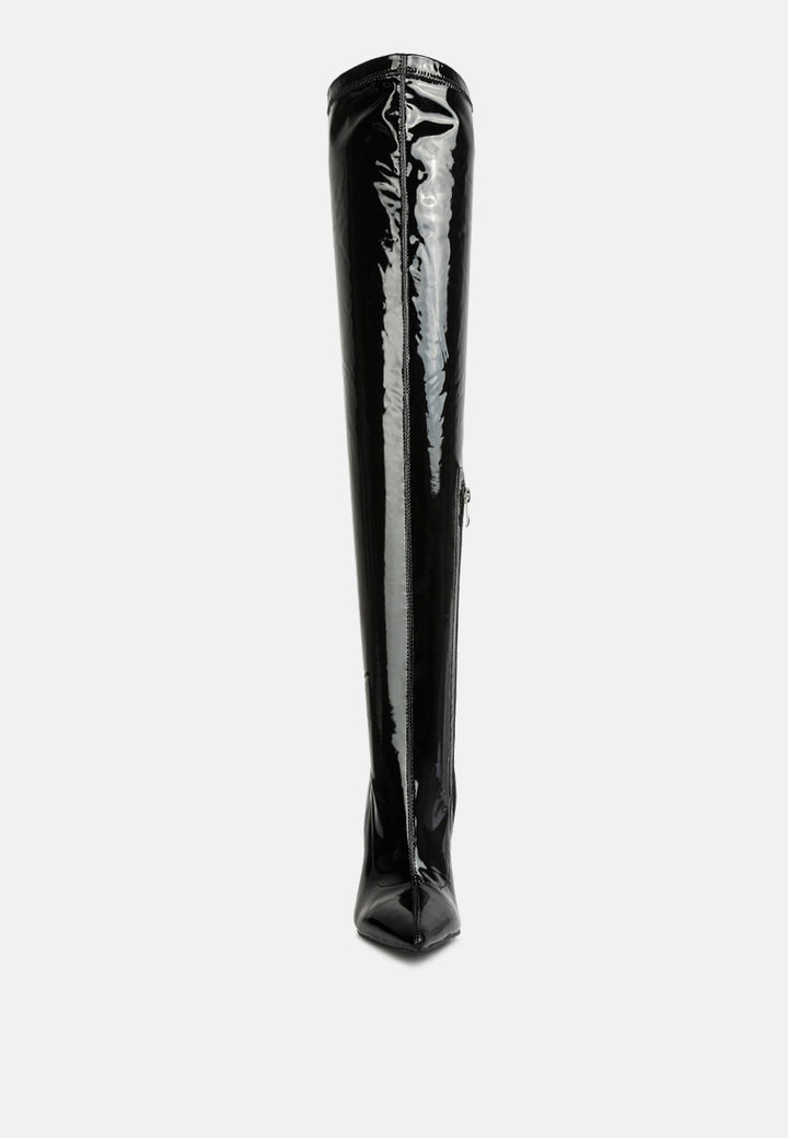 riggle long patent pu high heel boots by ruw#color_black