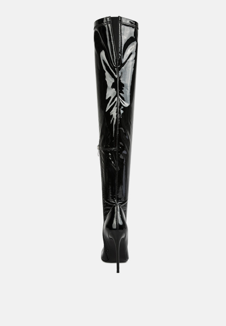 riggle long patent pu high heel boots by ruw#color_black