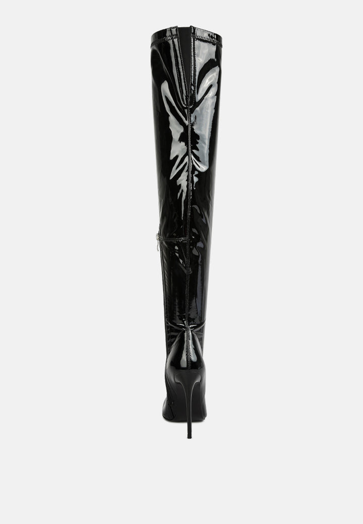 riggle long patent pu high heel boots by ruw#color_black