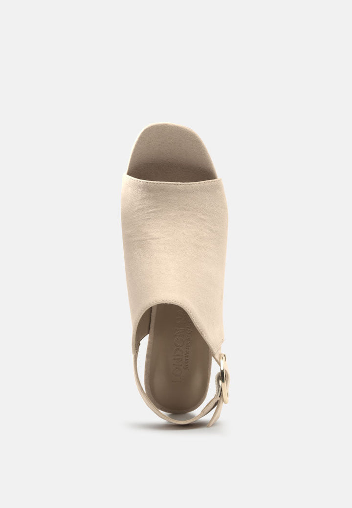 stacked block heel faux suede sandals by ruw#color_blush