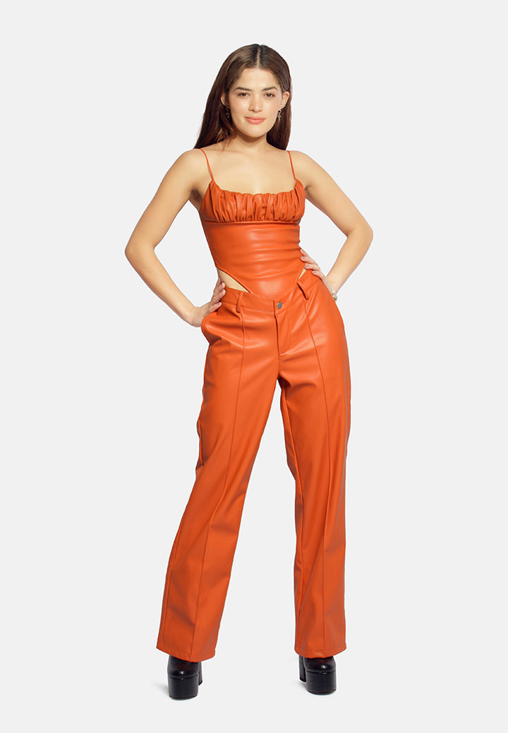 ruched corset top#color_orange