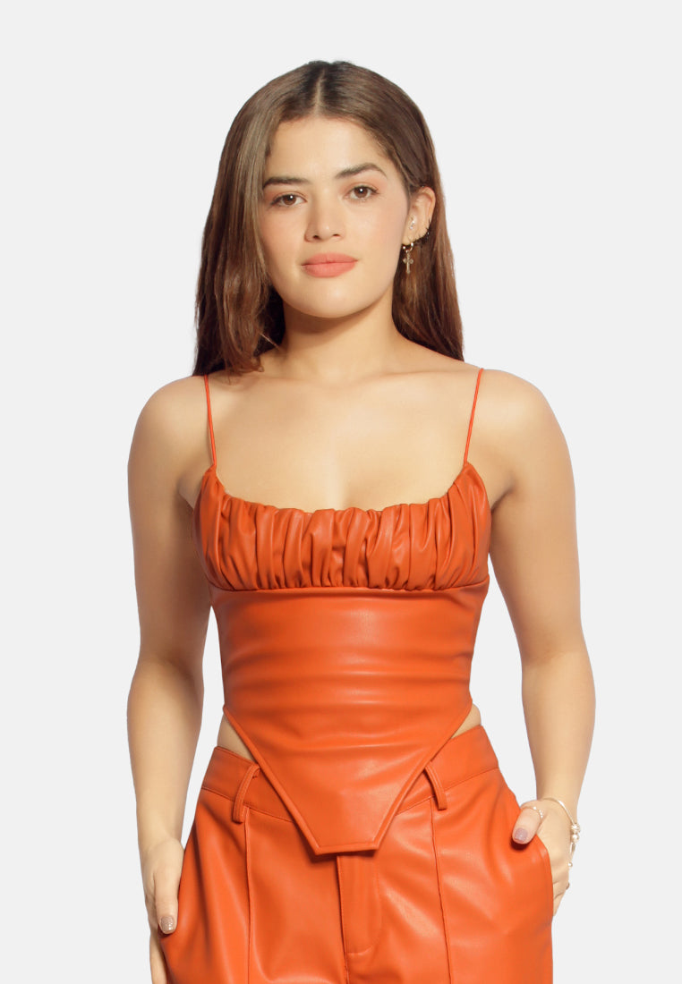 ruched corset top#color_orange