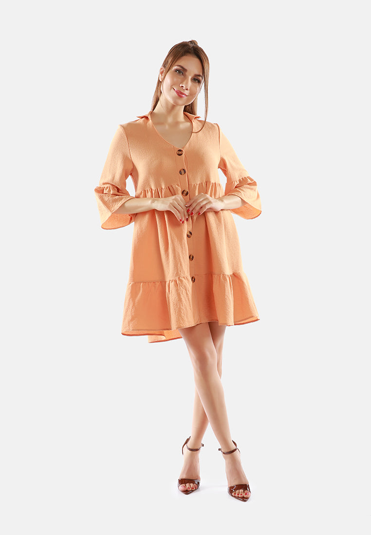 ruched empire shirt dress#color_orange