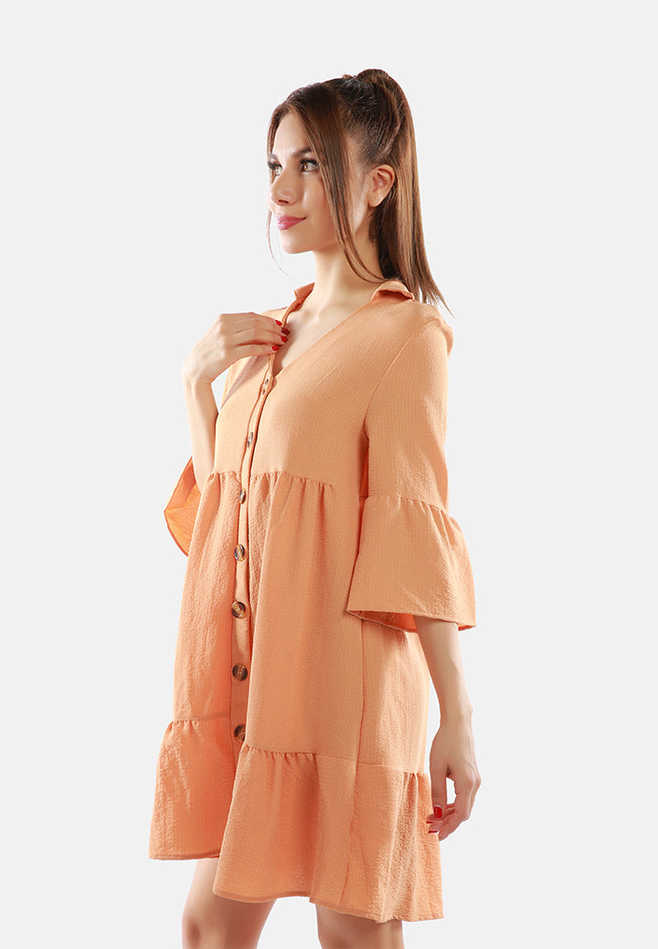 ruched empire shirt dress#color_orange