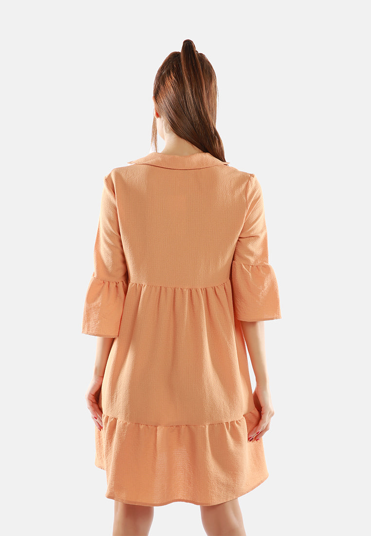 ruched empire shirt dress#color_orange