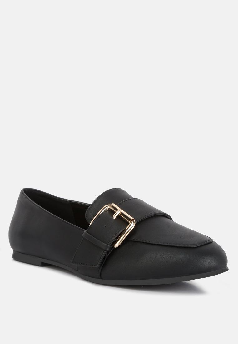 saskia pin buckle detail loafers#color_black