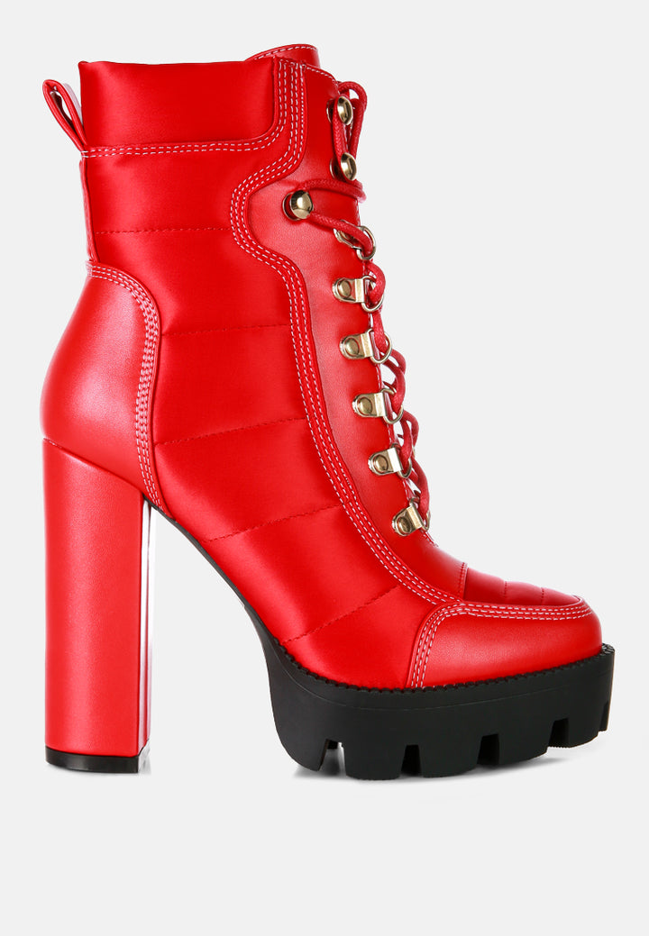 scotch high heel quilted satin biker boots#color_red