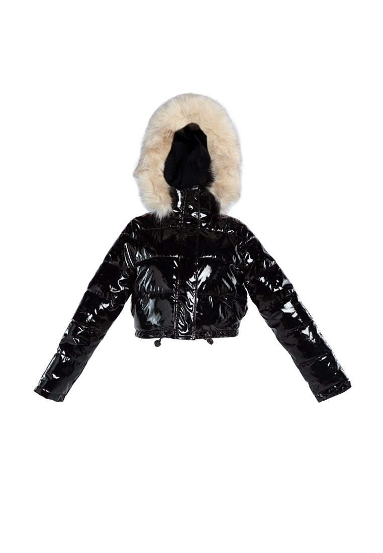shearling hoodie cropped puffer jacket#color_black