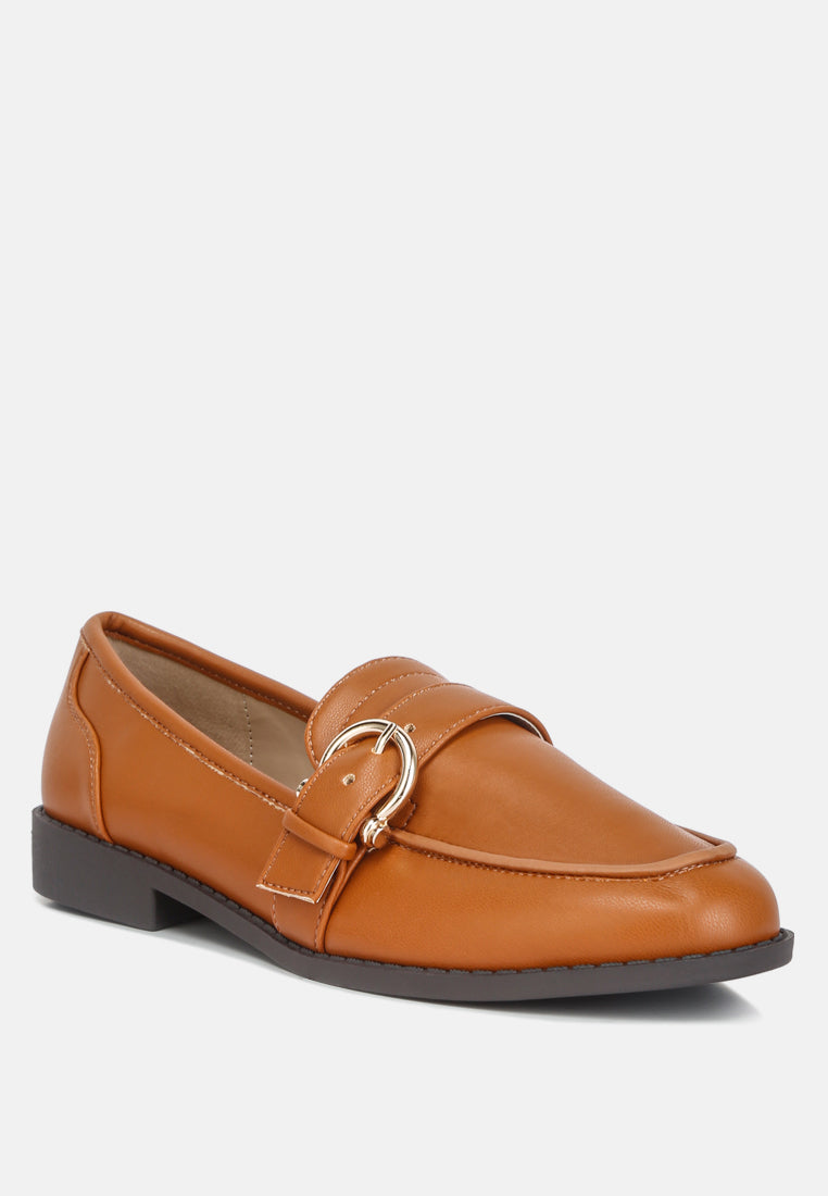 sheboss buckle detail loafers by ruw#color_tan