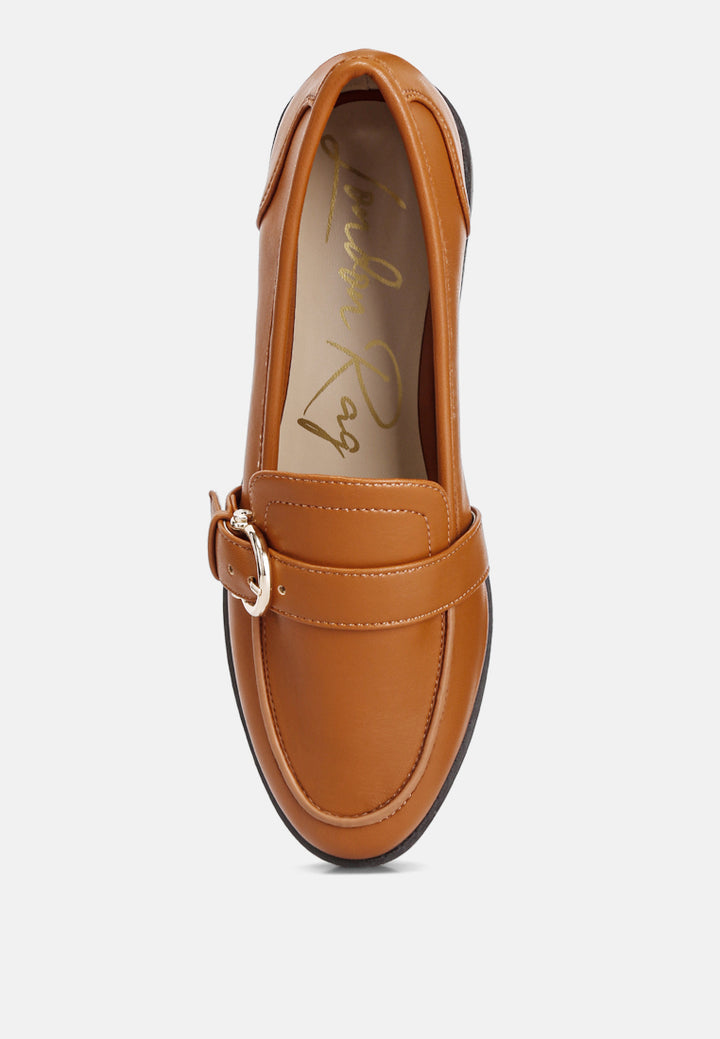 sheboss buckle detail loafers by ruw#color_tan