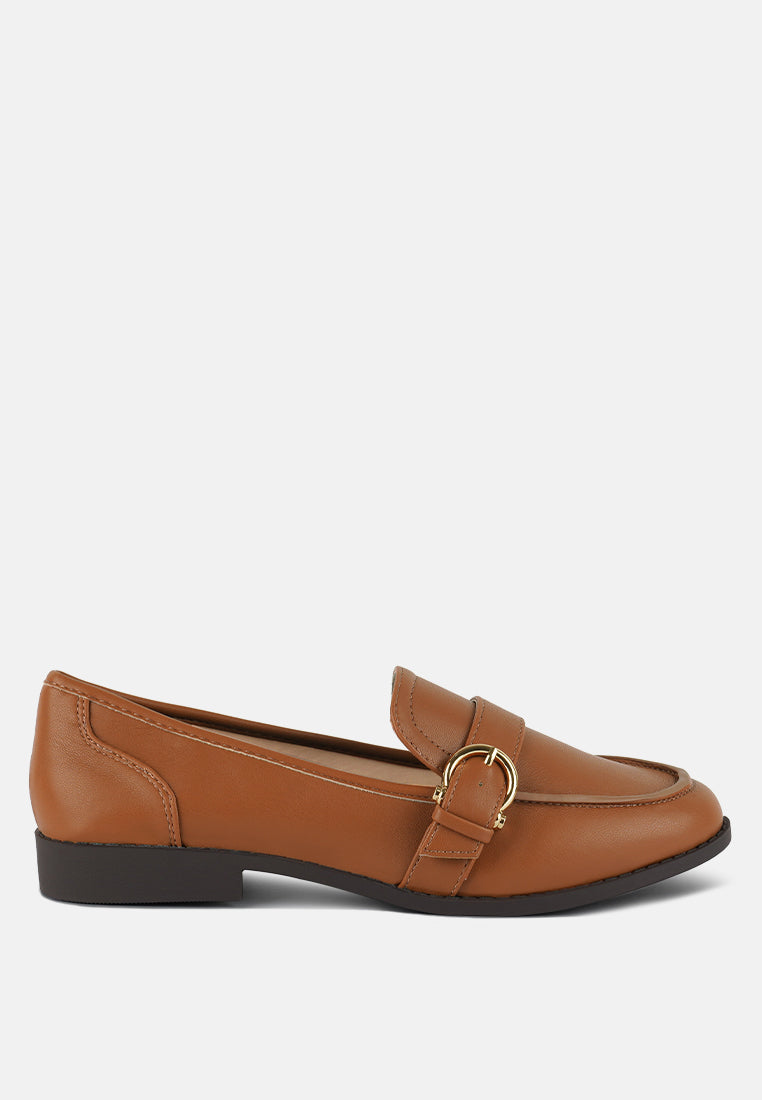 sheboss buckle detail loafers by ruw#color_tan