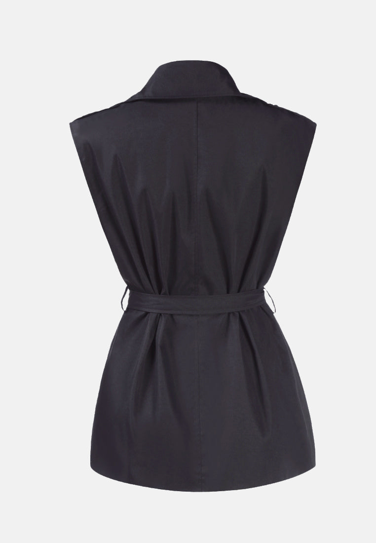 short epaulette trench coat#color_black
