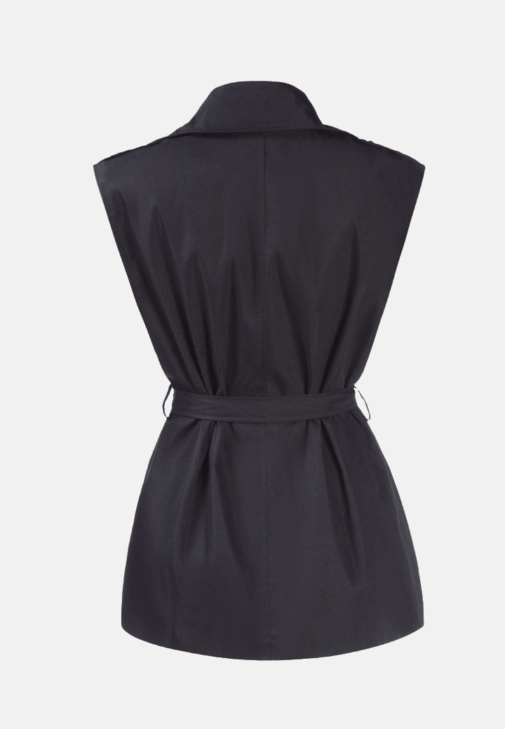 short epaulette trench coat#color_black