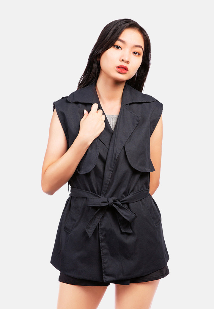 short epaulette trench coat#color_black