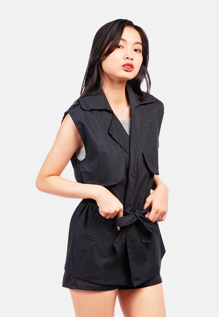 short epaulette trench coat#color_black