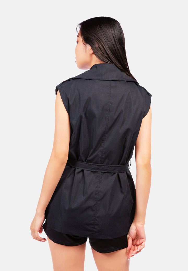 short epaulette trench coat#color_black