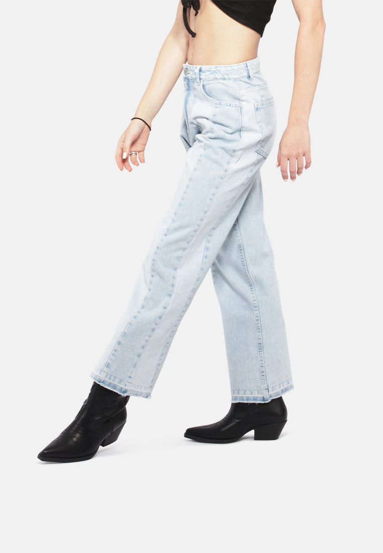 side stripe wide leg jeans#color_light-blue
