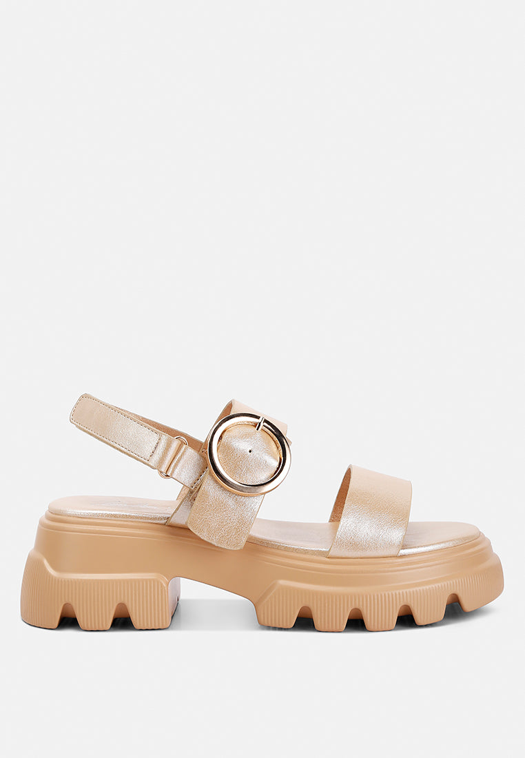 metallic chunky sandals by ruw color_gold