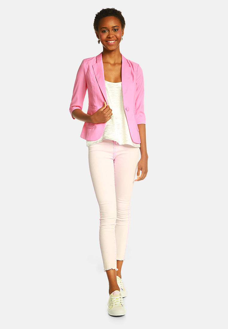 single breasted blazer#color_pink