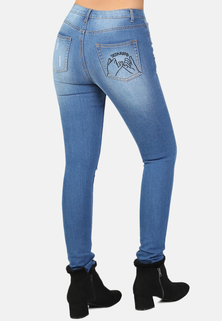 skinny fit distressed jeans#color_blue