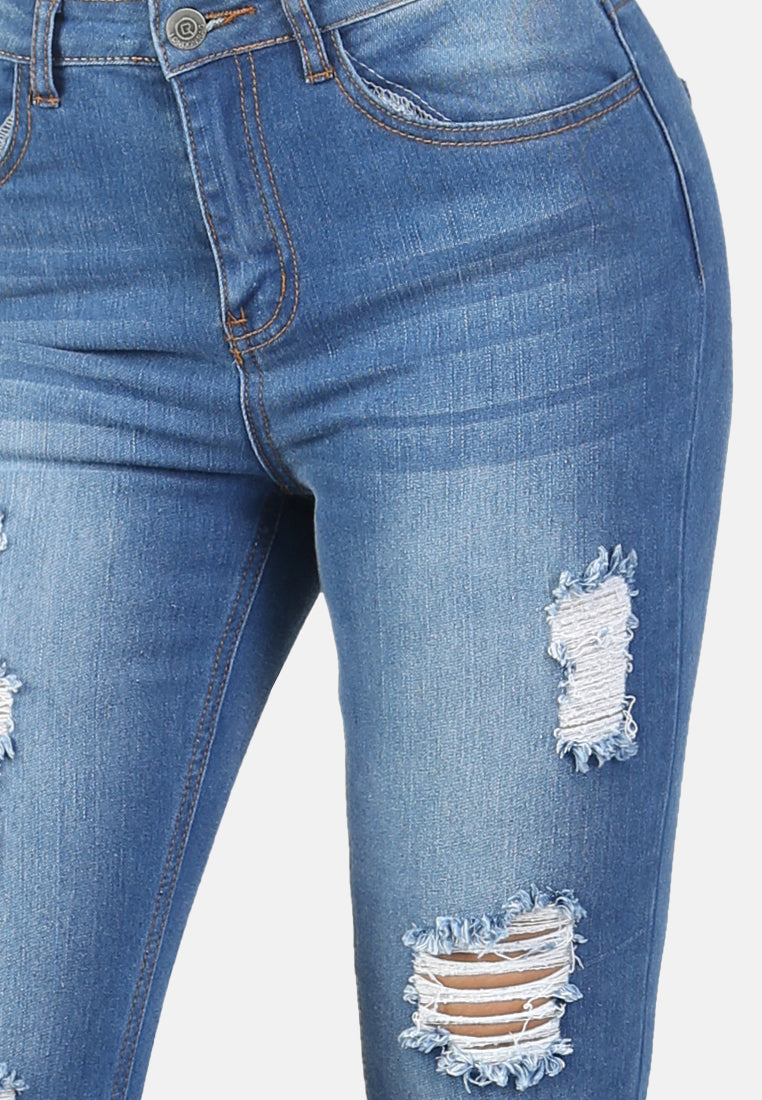 skinny fit distressed jeans#color_blue