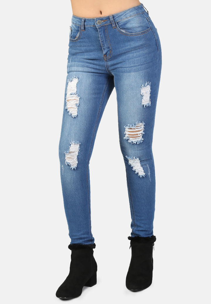 skinny fit distressed jeans#color_blue