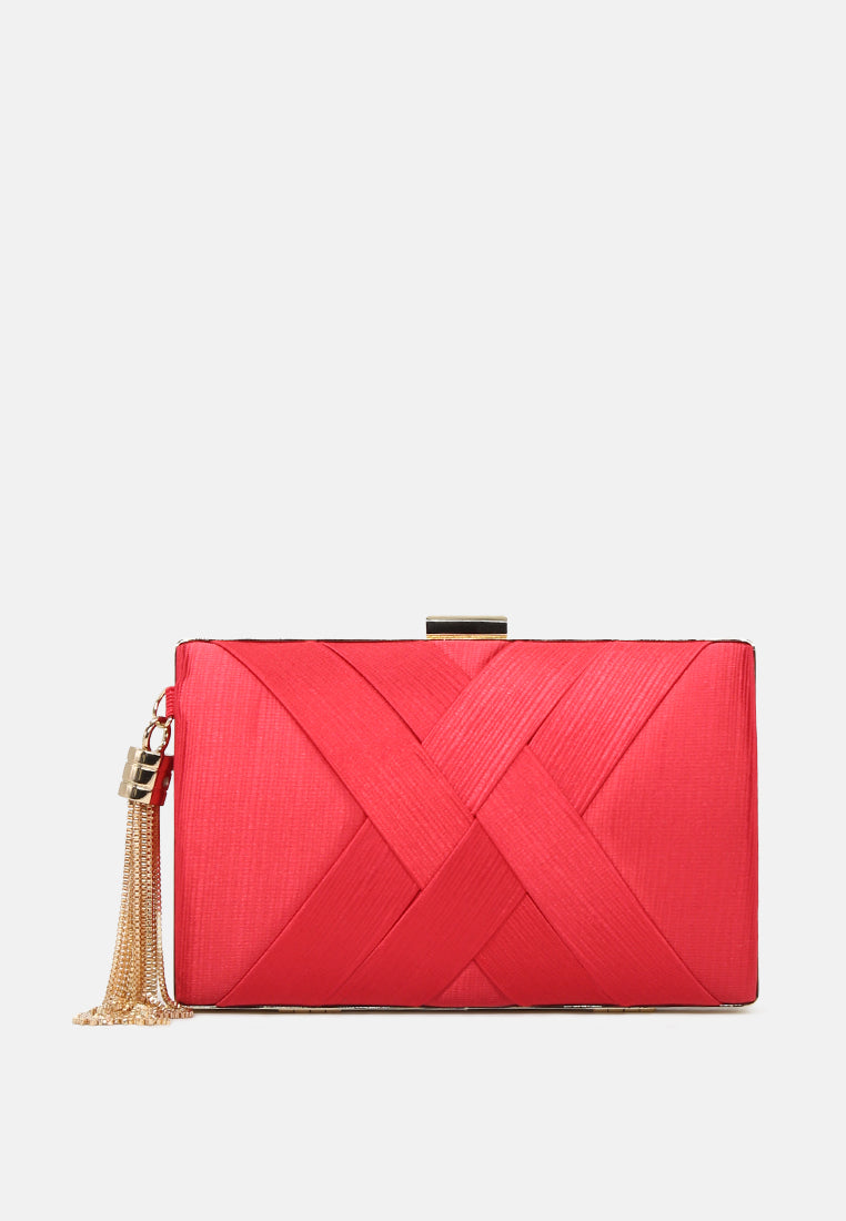 sling bag with metallic tassels#color_red