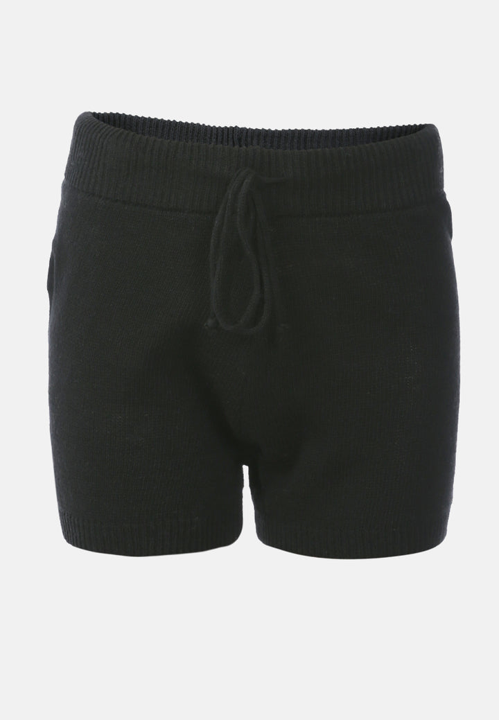 slip-into knitted shorts#color_black