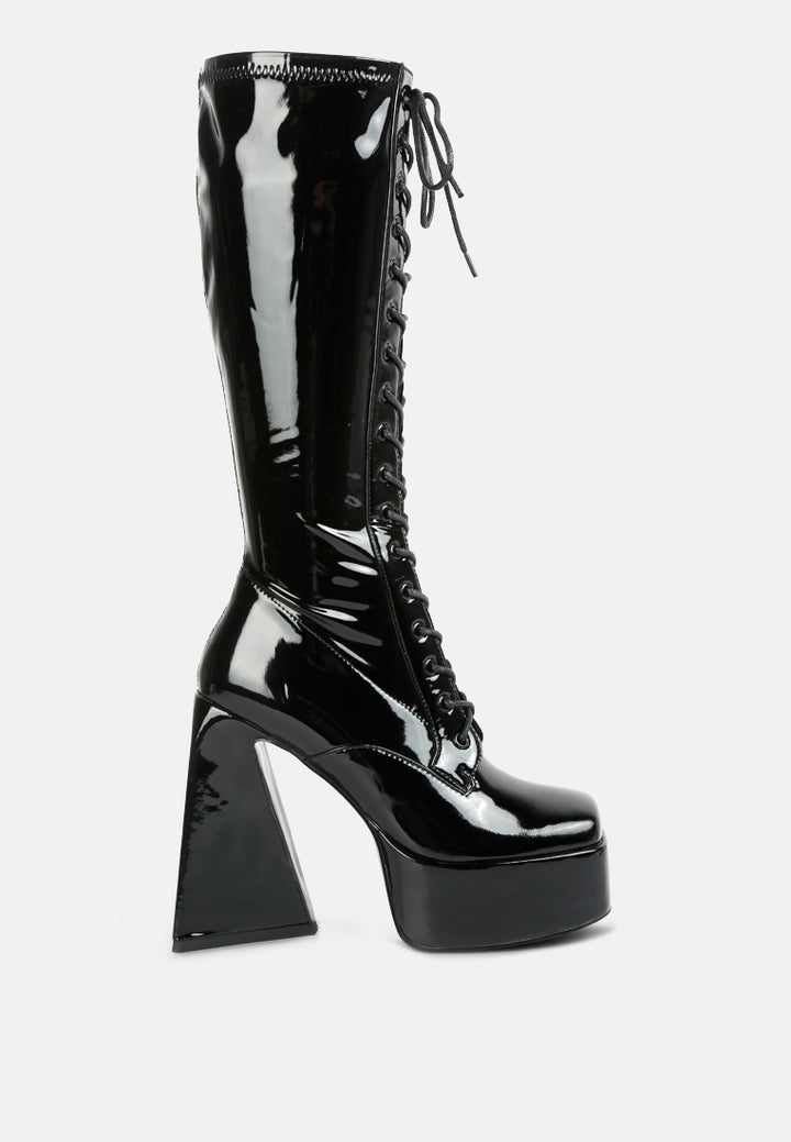 snowflakes high platform calf boots by ruw#color_black