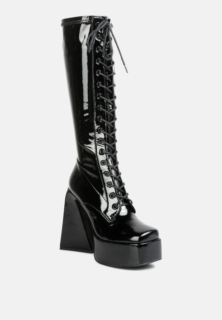 snowflakes high platform calf boots by ruw#color_black