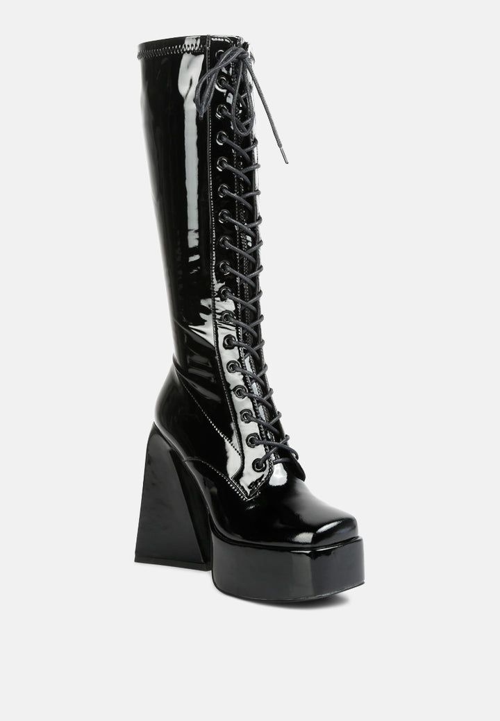 snowflakes high platform calf boots by ruw#color_black