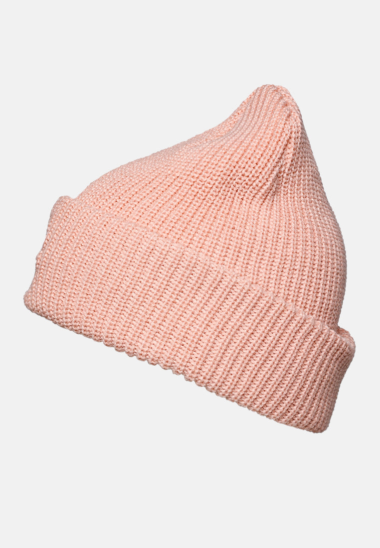 snuggly waffle cuff embroidered beanie by ruw#color_baby-pink