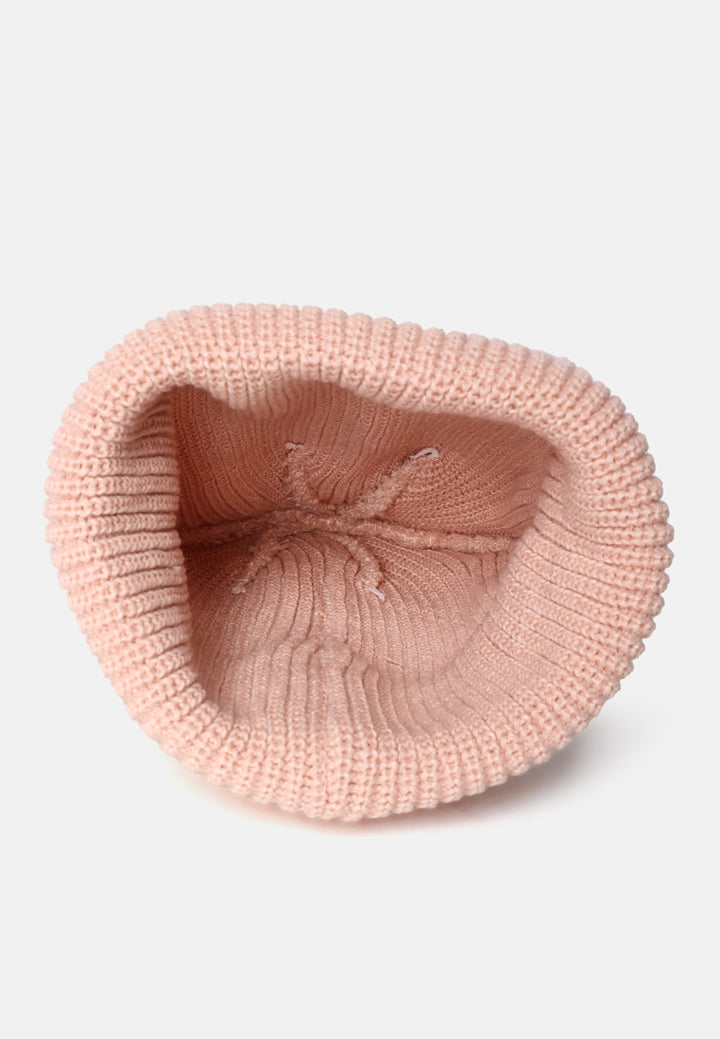 snuggly waffle cuff embroidered beanie by ruw#color_baby-pink