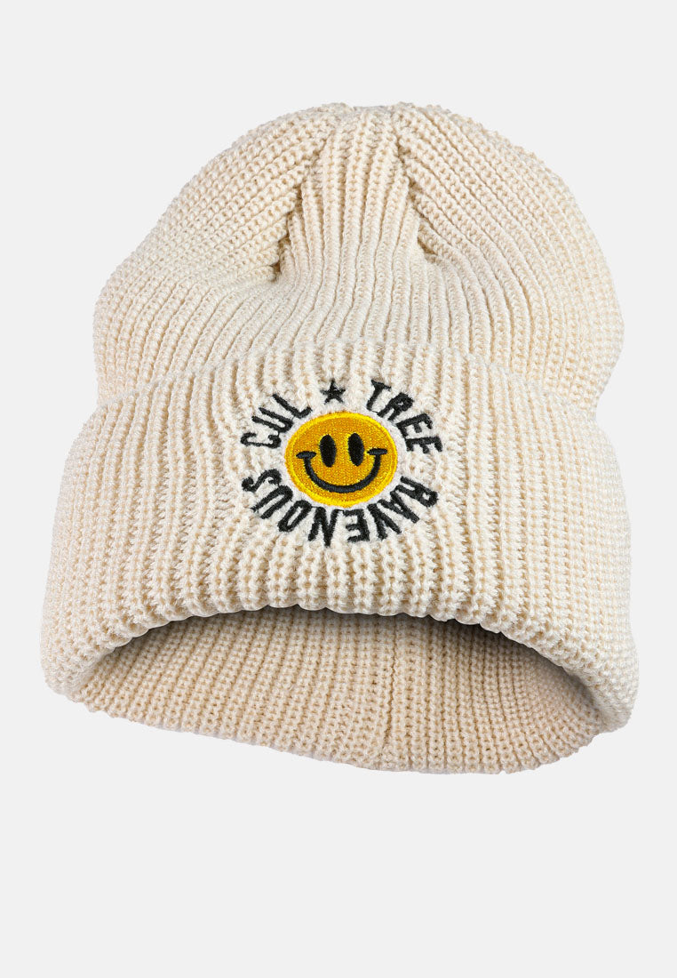 snuggly waffle cuff embroidered beanie by ruw#color_cream