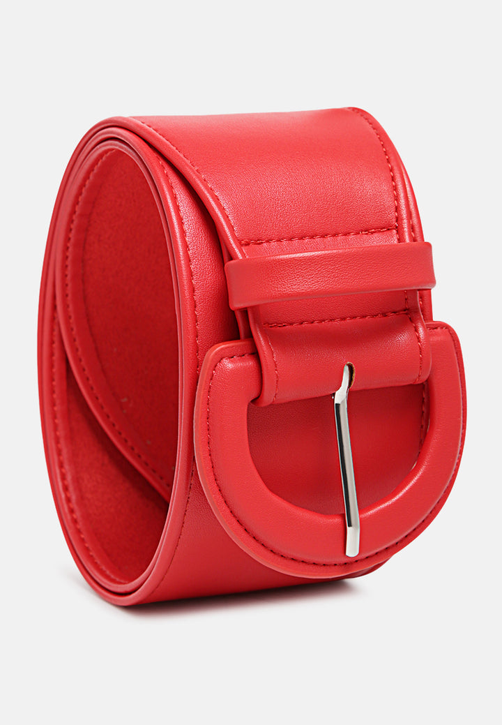 solid faux leather belt#color_dark-red 