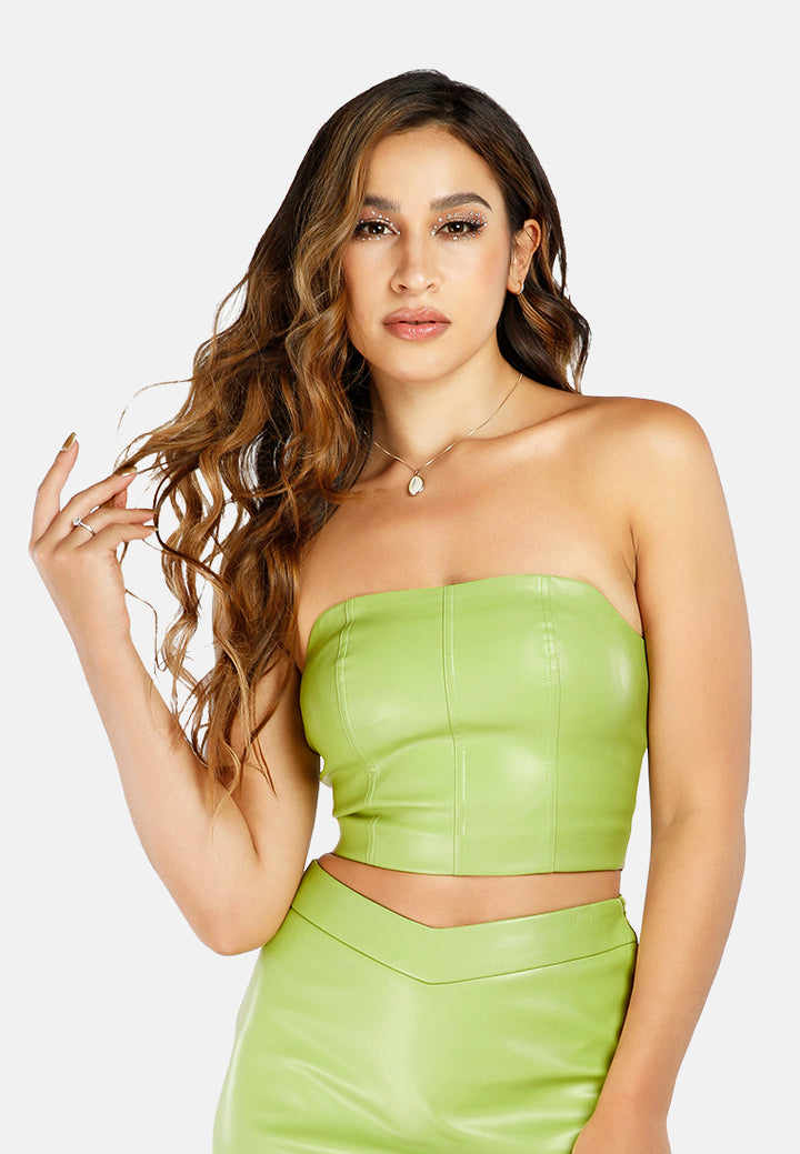 solid off-shoulder tube top#color_lime